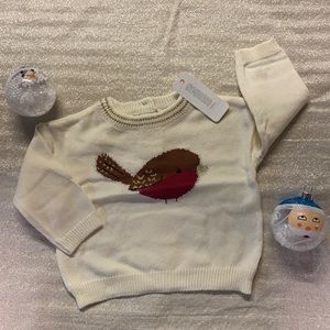 NWT Gymboree Knit Cotton Baby Bird Holiday Sweater - Size 3-5 mo